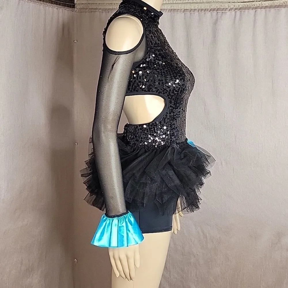 - WEISSMAN Black and Blue Sequined Dance Costume‎ Large Child's
